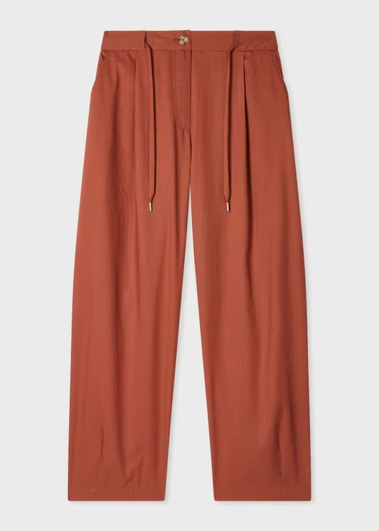 Young Ideas & Henmores - Tie Waist Tapered Trousers - 24 Burnt Red - 8