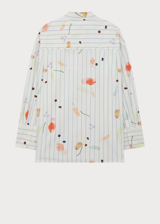 Young Ideas/Henmores - Watercolour Stripe Oversize Shirt - 02 White - 6