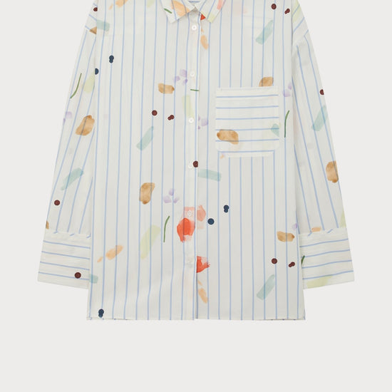 Young Ideas/Henmores - Watercolour Stripe Oversize Shirt - 02 White - 6