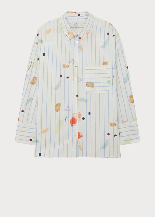 Young Ideas/Henmores - Watercolour Stripe Oversize Shirt - 02 White - 6