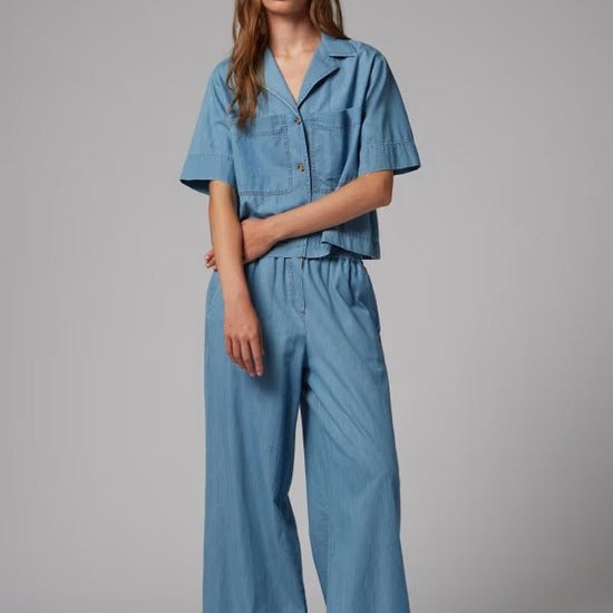 Young Ideas & Henmores - Wide Leg Pull On Trousers - 42 Denim Blue - 6