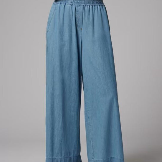 Young Ideas & Henmores - Wide Leg Pull On Trousers - 42 Denim Blue - 6