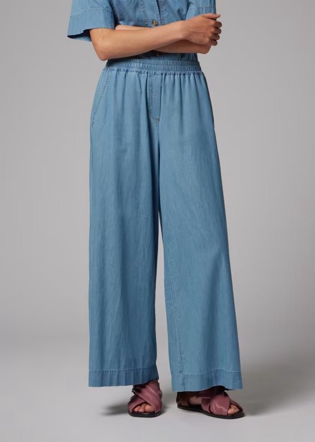 Young Ideas & Henmores - Wide Leg Pull On Trousers - 42 Denim Blue - 6