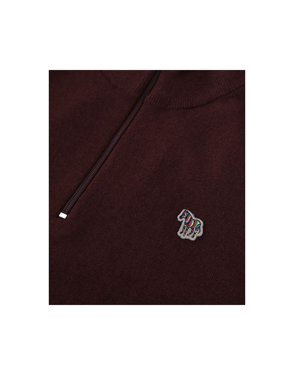 Young Ideas/Henmores - Zebra Quarter Zip Ribbed Neck Sweater - 29 Dark Red - M