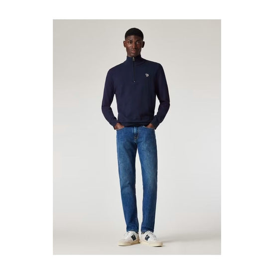 Young Ideas/Henmores - Zebra Quarter Zip Ribbed Neck Sweater - 29 Dark Red - M