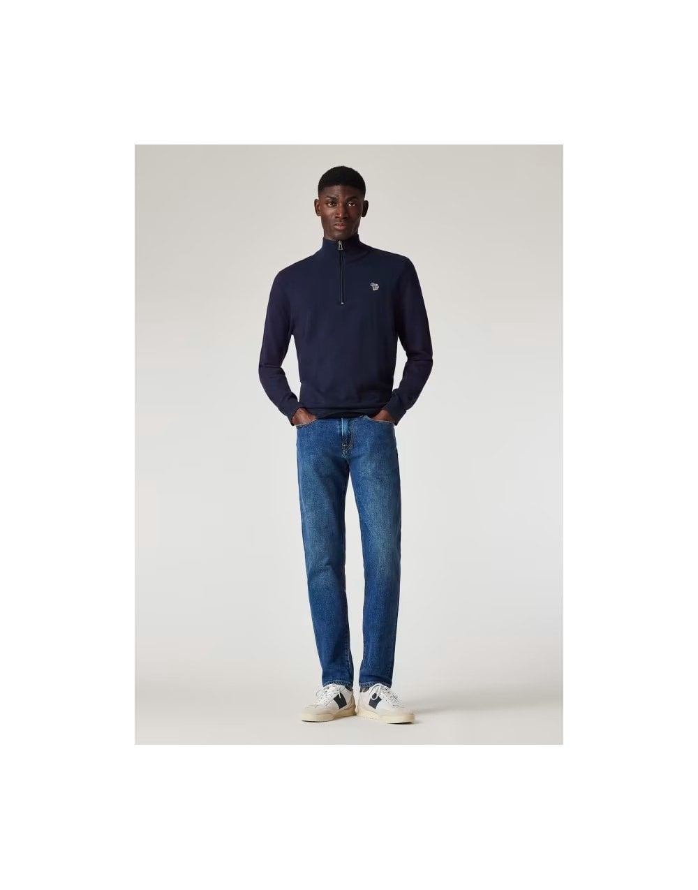 Young Ideas/Henmores - Zebra Quarter Zip Ribbed Neck Sweater - 29 Dark Red - M