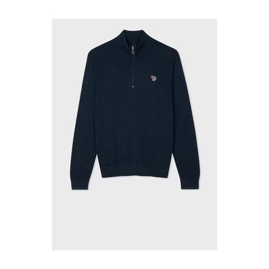 Young Ideas/Henmores - Zebra Quarter Zip Ribbed Neck Sweater - 29 Dark Red - M