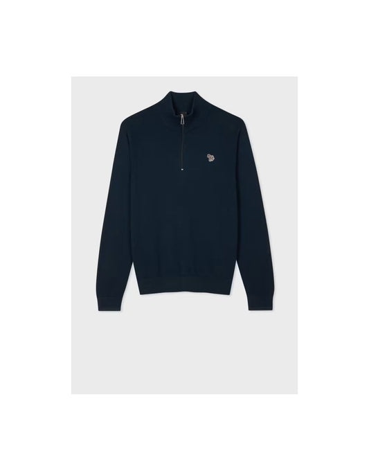 Young Ideas/Henmores - Zebra Quarter Zip Ribbed Neck Sweater - 29 Dark Red - M