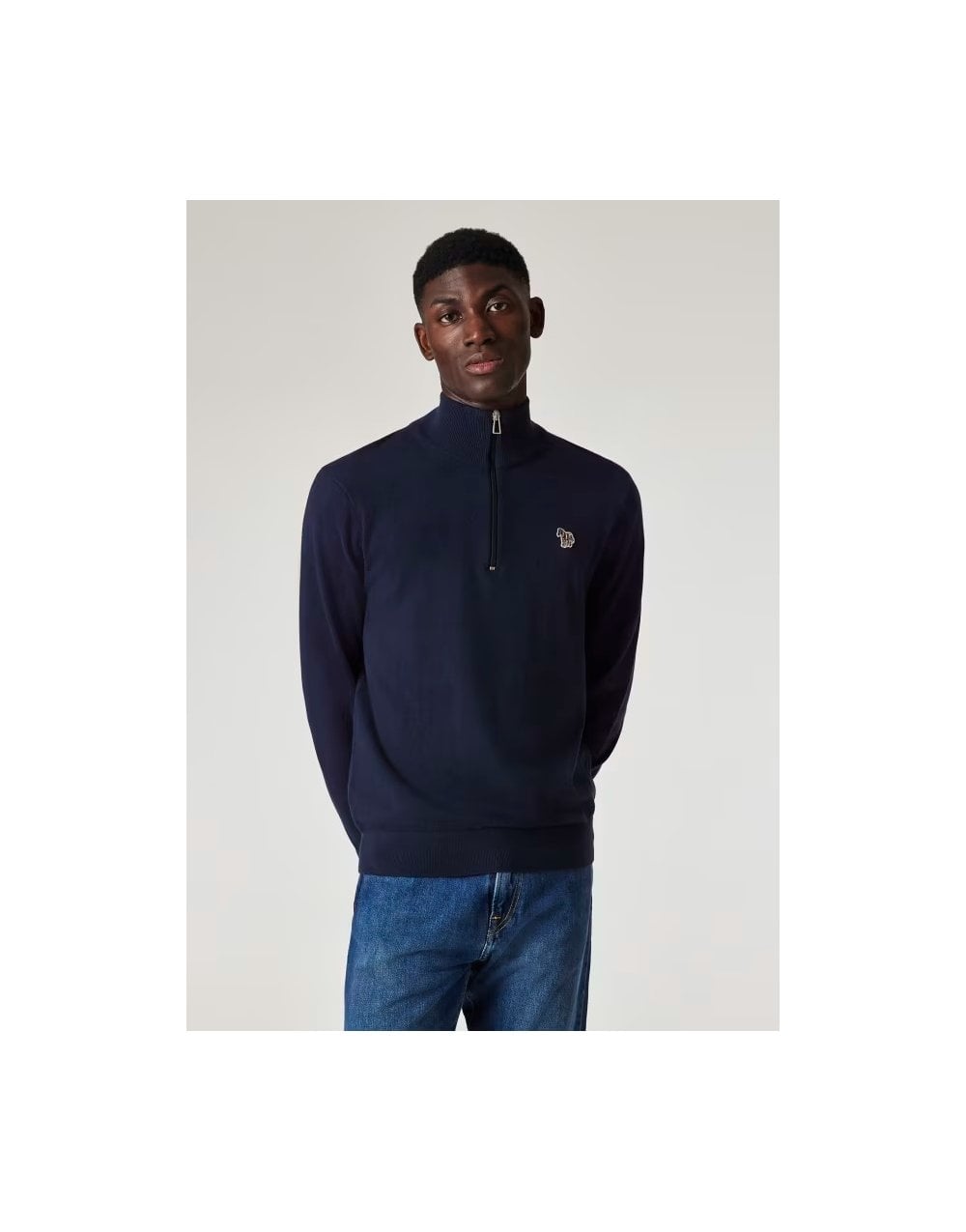 Young Ideas/Henmores - Zebra Quarter Zip Ribbed Neck Sweater - 29 Dark Red - M