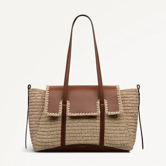Young Ideas & Henmores - Chancery Medium Flapover Shoulder Bag - Raffia - OS