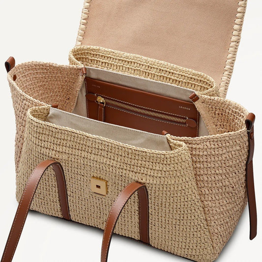 Young Ideas & Henmores - Chancery Medium Flapover Shoulder Bag - Raffia - OS