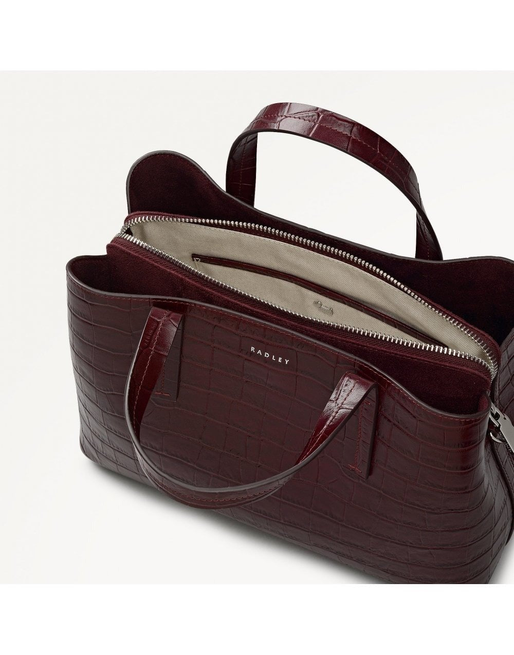 Young Ideas/Henmores - Dukes Place Faux Croc Medium Ziptop Bag - Dark Cherry - OS