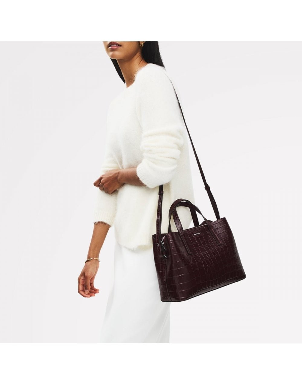 Young Ideas/Henmores - Dukes Place Faux Croc Medium Ziptop Bag - Dark Cherry - OS