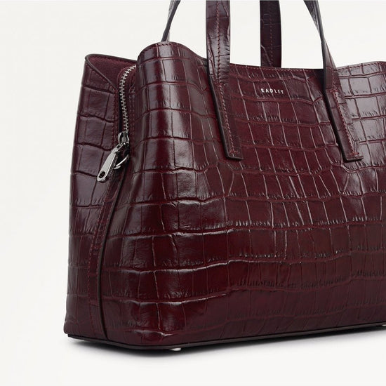 Young Ideas/Henmores - Dukes Place Faux Croc Medium Ziptop Bag - Dark Cherry - OS