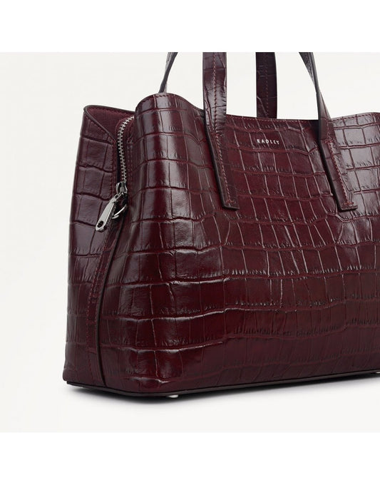 Young Ideas/Henmores - Dukes Place Faux Croc Medium Ziptop Bag - Dark Cherry - OS