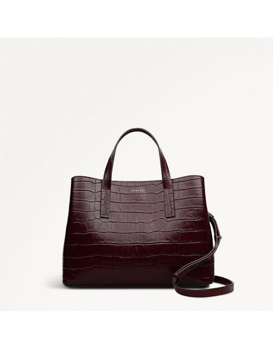 Young Ideas/Henmores - Dukes Place Faux Croc Medium Ziptop Bag - Dark Cherry - OS