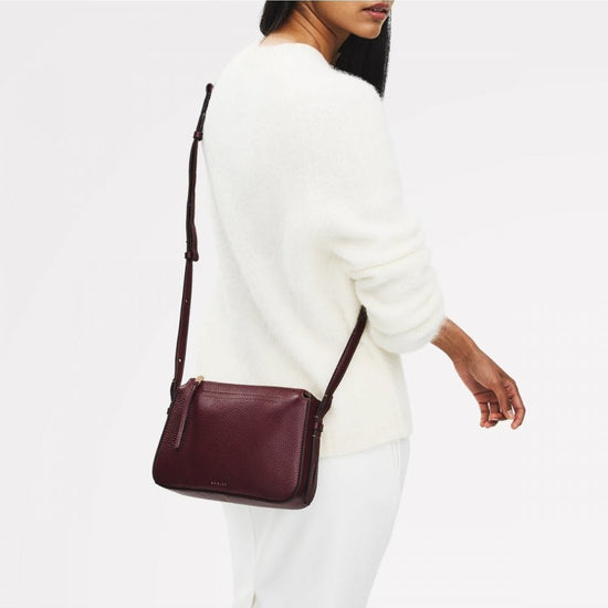 Young Ideas/Henmores - Oak Street Small Ziptop Crossbody Bag - Dark Cherry - OS