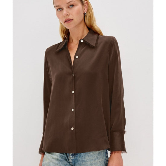 Young Ideas/Henmores - Abbey Silk Frayed Detail Shirt - Espresso - S