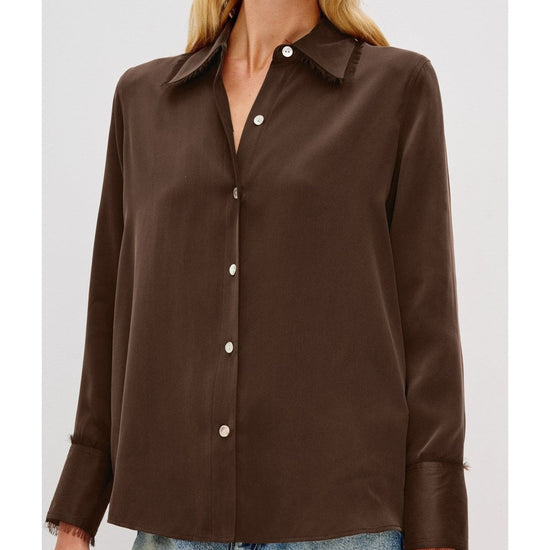 Young Ideas/Henmores - Abbey Silk Frayed Detail Shirt - Espresso - S