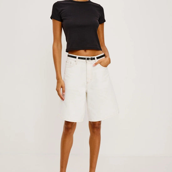 Young Ideas/Henmores - Agoura Long Denim Shorts - Ecru - 26