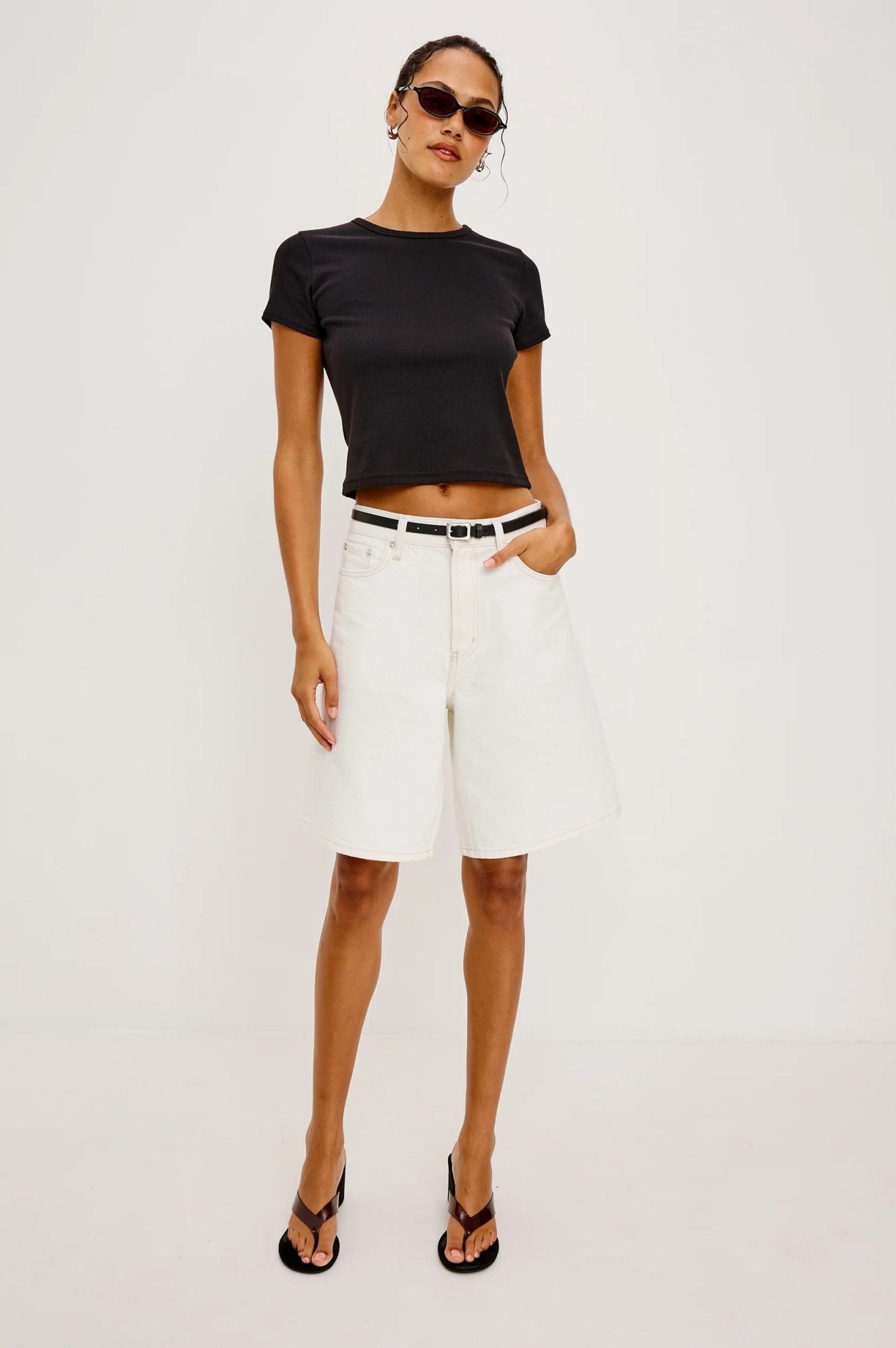 Young Ideas/Henmores - Agoura Long Denim Shorts - Ecru - 26