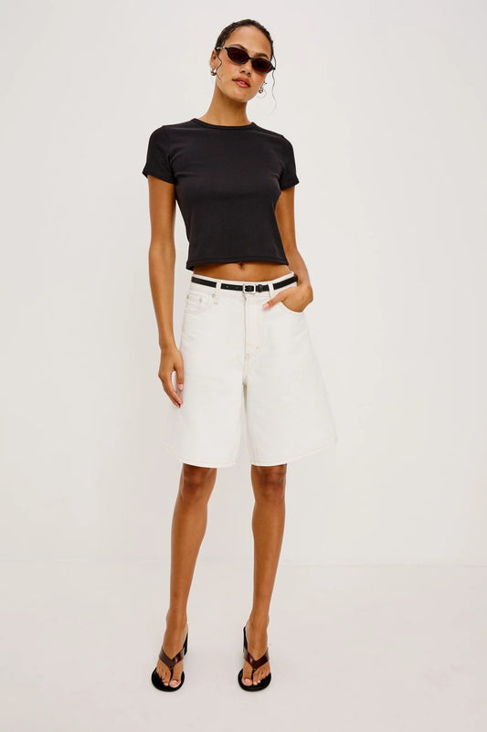 Young Ideas/Henmores - Agoura Long Denim Shorts - Ecru - 26