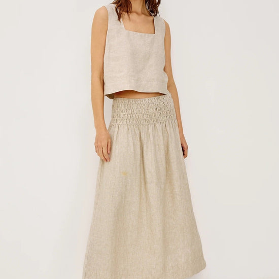 Young Ideas/Henmores - Akira Square Neck Linen Top - Heathered Flax - XS