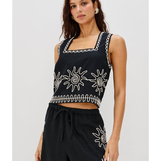 Young Ideas/Henmores - Akira Square Neck Sun Cropped Top - Black - S