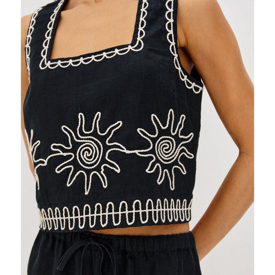 Young Ideas/Henmores - Akira Square Neck Sun Cropped Top - Black - S