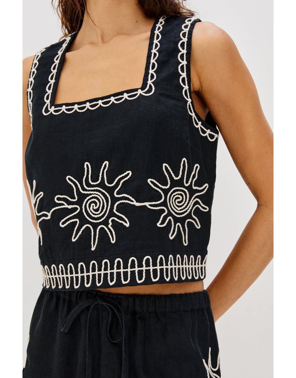 Young Ideas/Henmores - Akira Square Neck Sun Cropped Top - Black - S