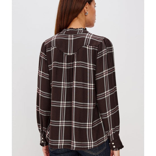Young Ideas/Henmores - Alanna Check Ruched Yoke Shirt - Chocolate Napoleon - XS