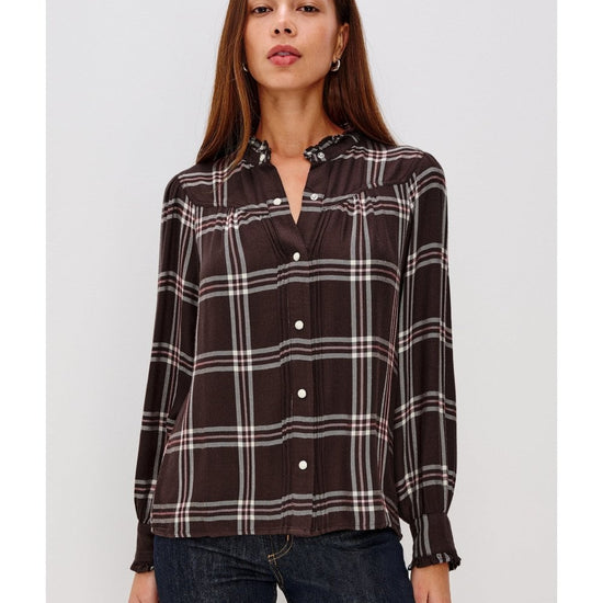 Young Ideas/Henmores - Alanna Check Ruched Yoke Shirt - Chocolate Napoleon - XS