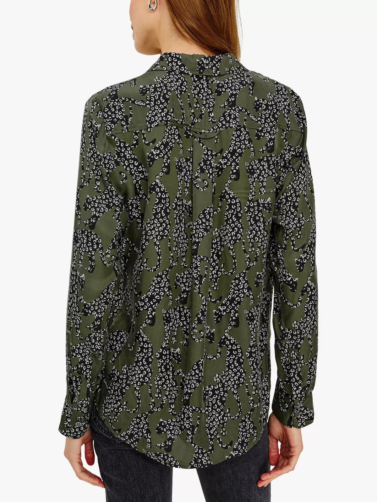 Young Ideas & Henmores -Alyssa Jaguar Print Shirt -Green -S