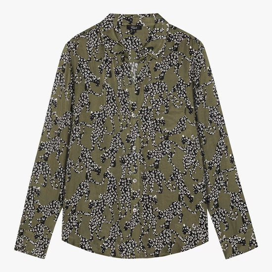 Young Ideas & Henmores -Alyssa Jaguar Print Shirt -Green -S