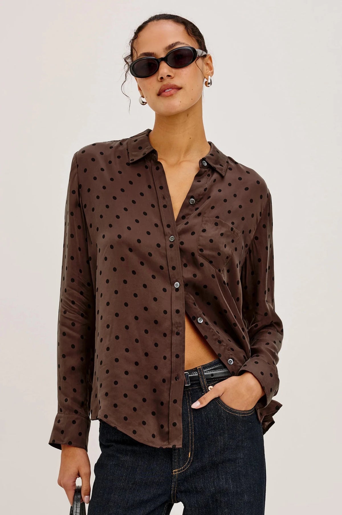 Young Ideas & Henmores -Alyssa Polka Dot Shirt -Chocolate -S
