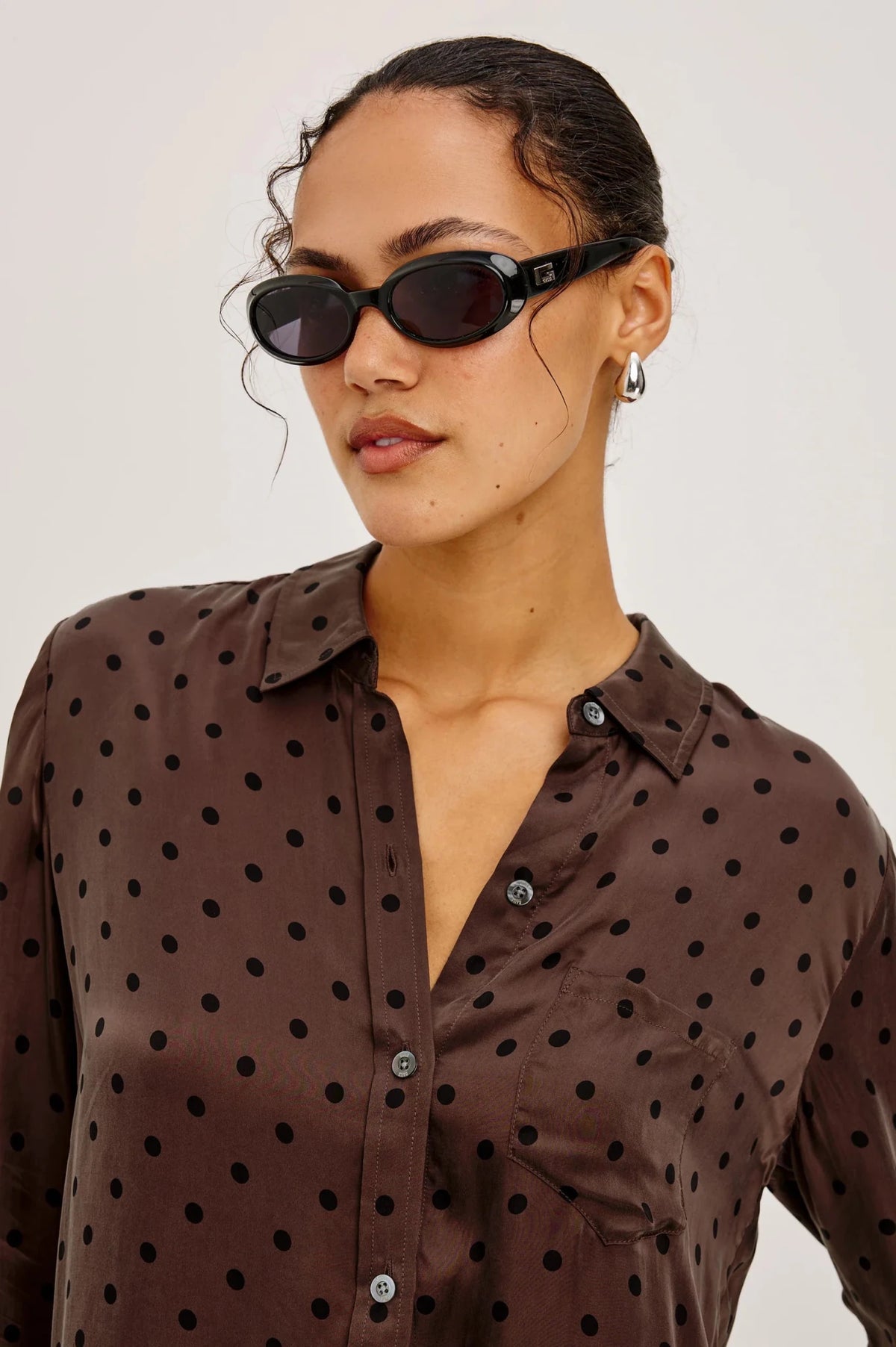 Young Ideas & Henmores -Alyssa Polka Dot Shirt -Chocolate -S