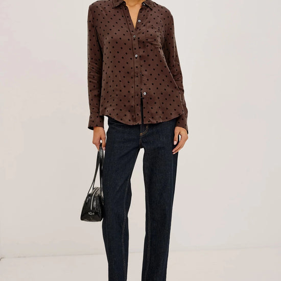 Young Ideas & Henmores -Alyssa Polka Dot Shirt -Chocolate -S