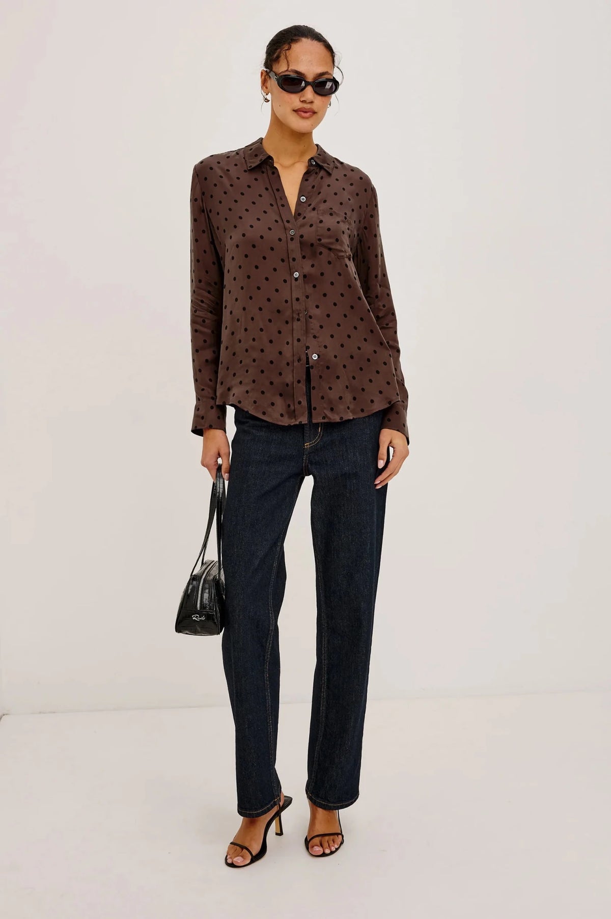 Young Ideas & Henmores -Alyssa Polka Dot Shirt -Chocolate -S