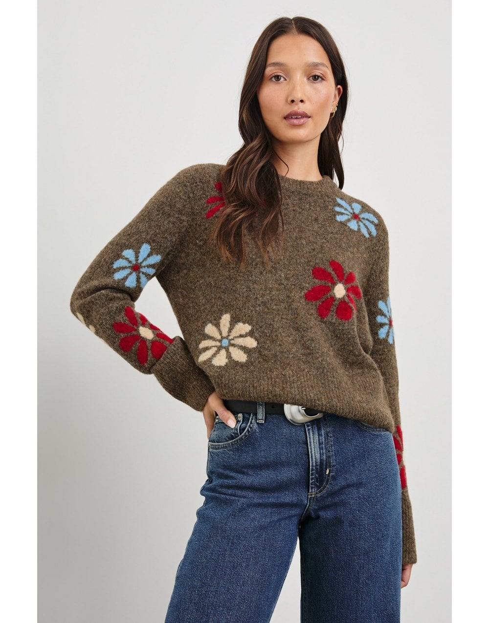Young Ideas/Henmores - Anise Winter Floral Jumper - Brown - S