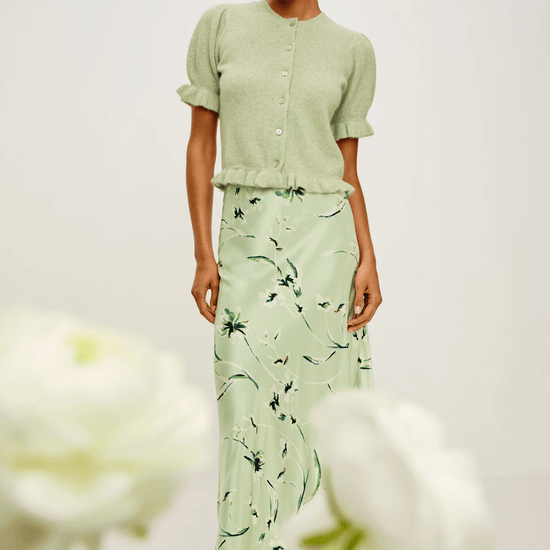 Young Ideas & Henmores - Anya Floral Midi Skirt - Mint Linnea - S