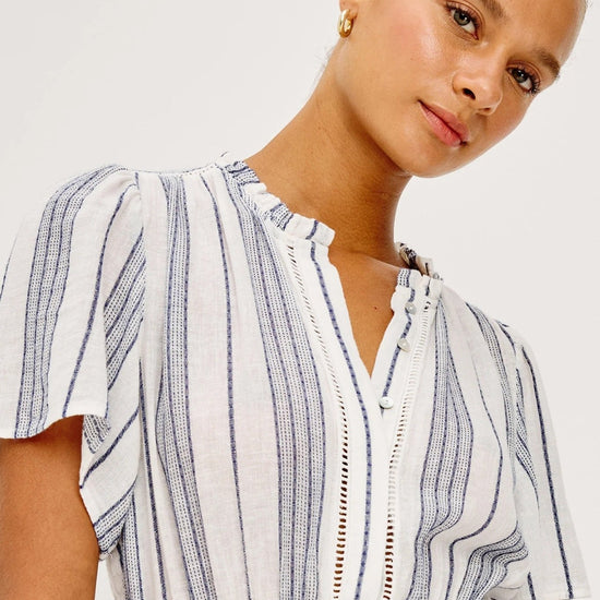 Young Ideas & Henmores -Brent Ruched Waist Midi Dress -8749 Salino Stripe -XS