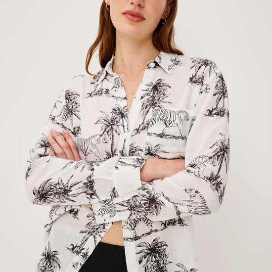 Young Ideas/Henmores - Charli Bengal Long Sleeve Shirt - Ivory/Grey - XS
