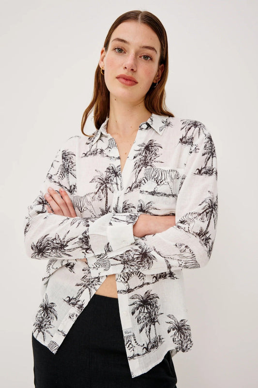Young Ideas/Henmores - Charli Bengal Long Sleeve Shirt - Ivory/Grey - XS