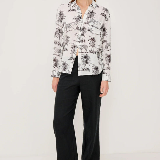 Young Ideas/Henmores - Charli Bengal Long Sleeve Shirt - Ivory/Grey - XS