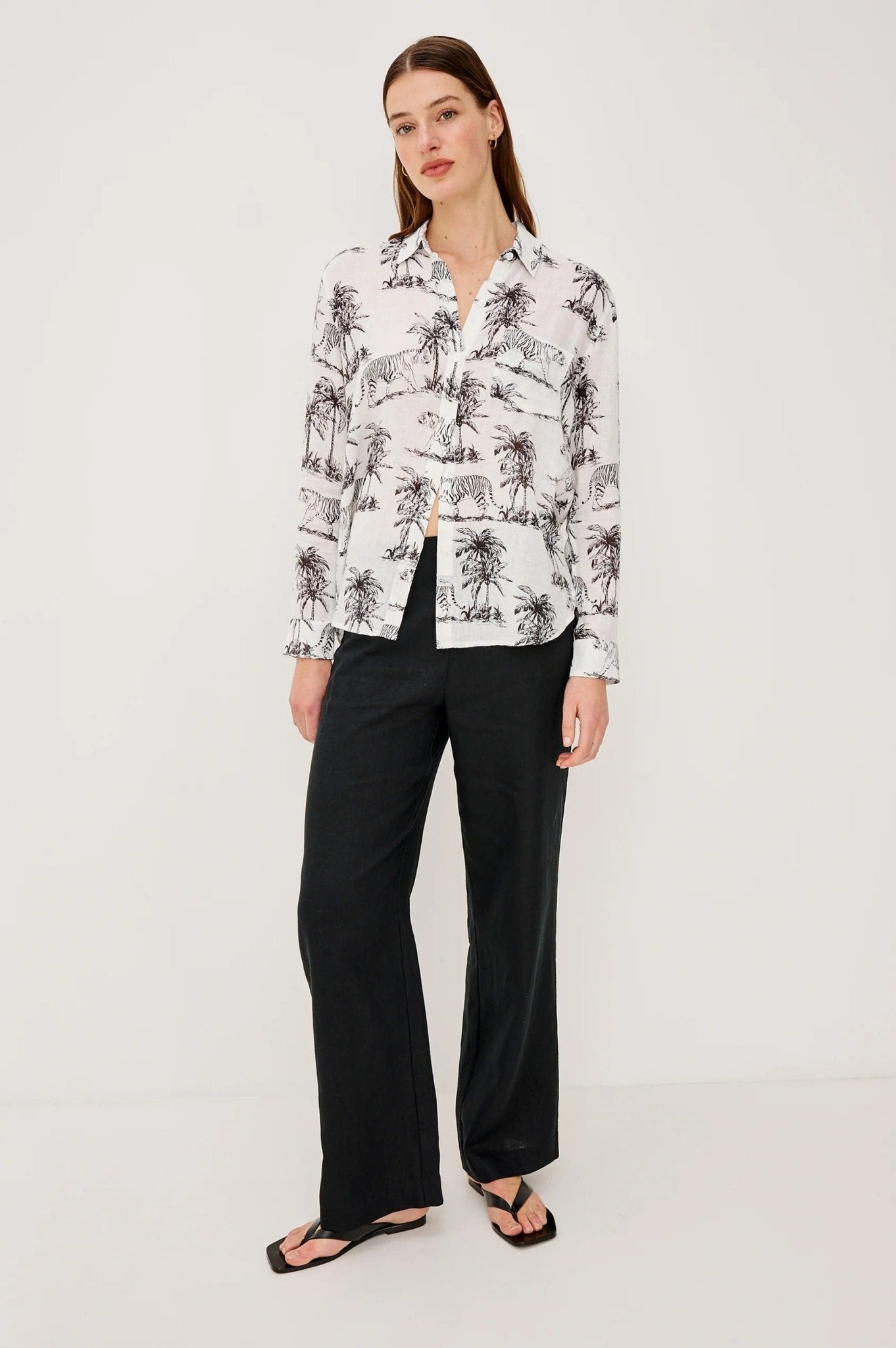 Young Ideas/Henmores - Charli Bengal Long Sleeve Shirt - Ivory/Grey - XS