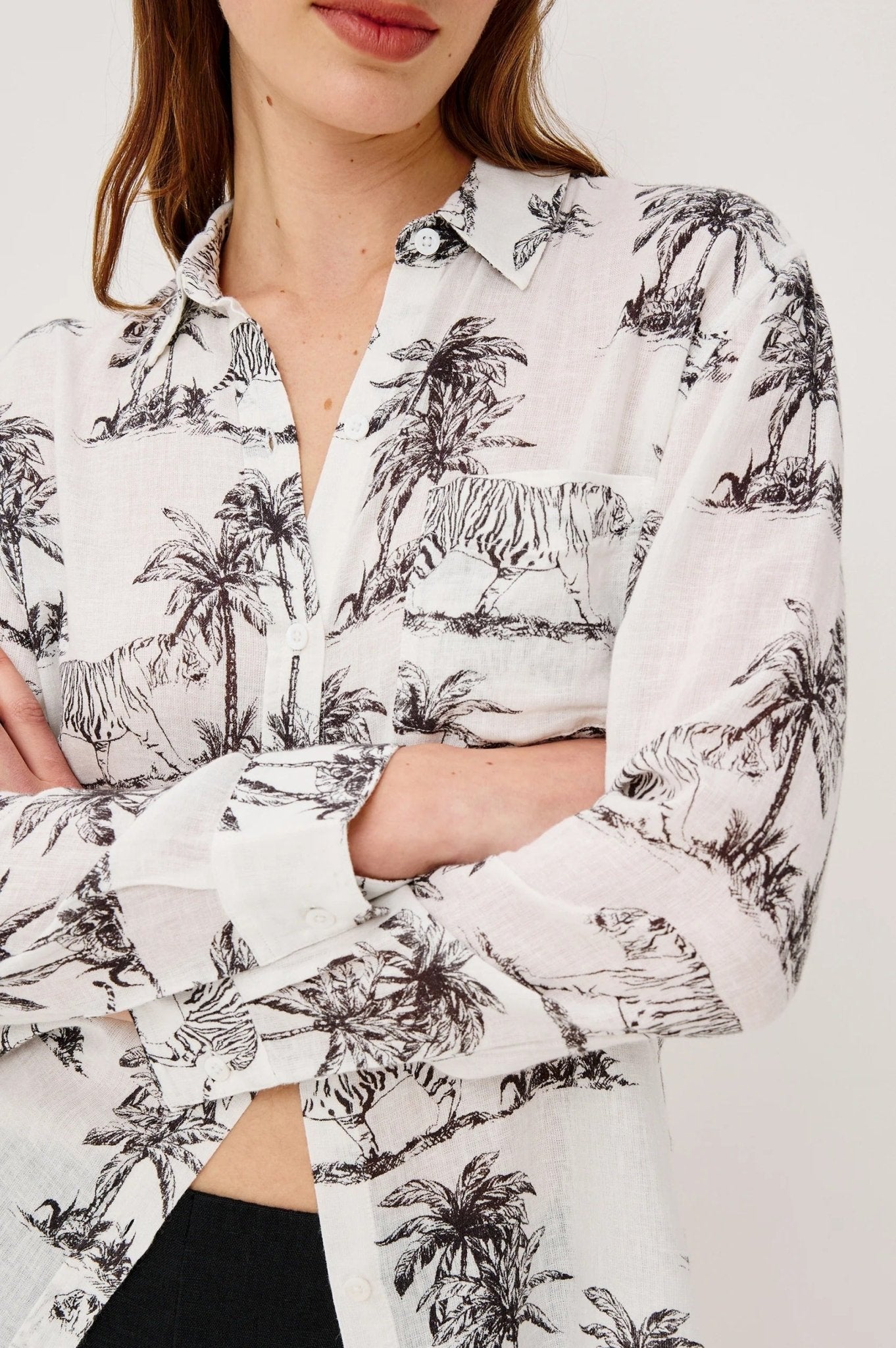 Young Ideas/Henmores - Charli Bengal Long Sleeve Shirt - Ivory/Grey - XS