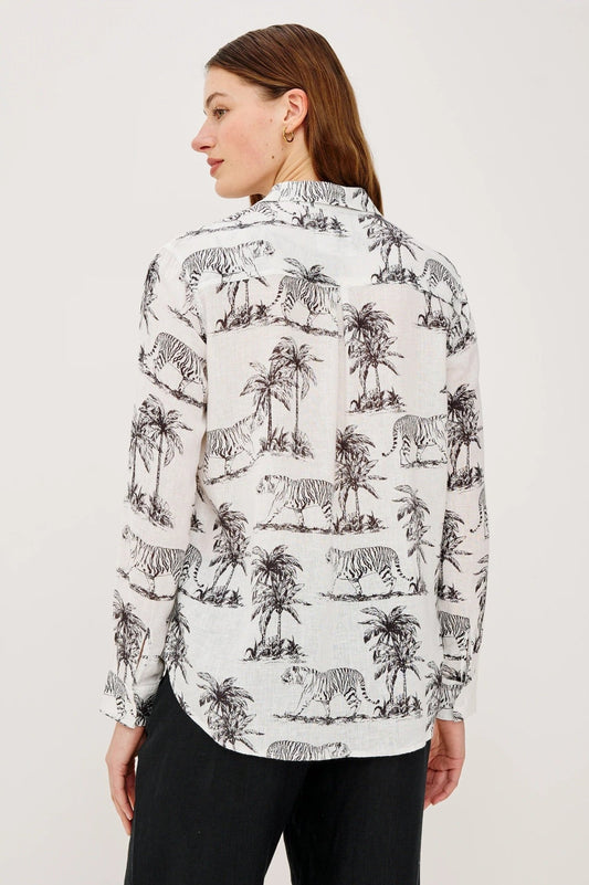 Young Ideas/Henmores - Charli Bengal Long Sleeve Shirt - Ivory/Grey - XS