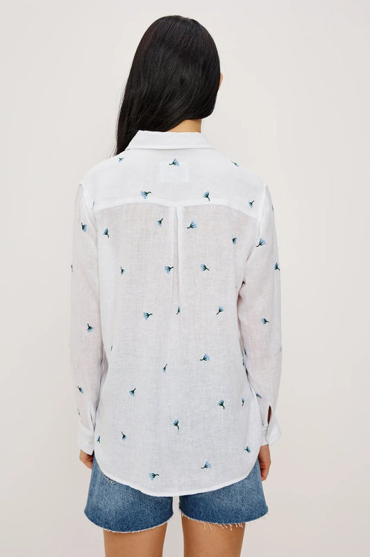 Young Ideas/Henmores - Charli Bluebell Carnations Long Sleeve Shirt - White - XS