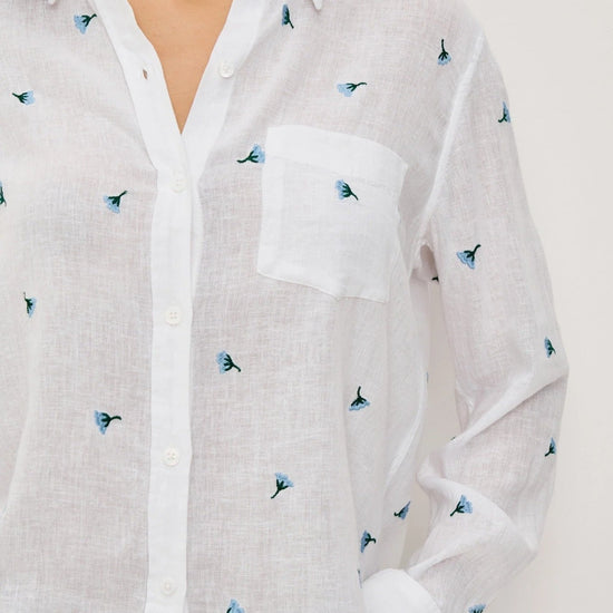Young Ideas/Henmores - Charli Bluebell Carnations Long Sleeve Shirt - White - XS