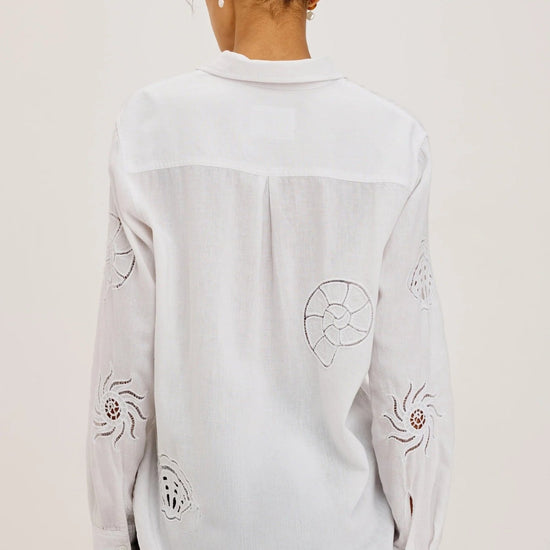 Young Ideas & Henmores -Charli Seashell Long Sleeve Shirt -8771 White -XS